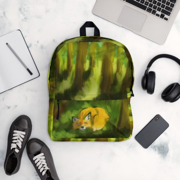 all-over-print-backpack-white-front-6ac5bbb2aa271.jpg Fox In A Forest - Backpack